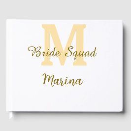 Bride squad monogram golden bridal shower simple  gästböcker
