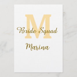 Bride squad monogram golden bridal shower simple  inbjudningar
