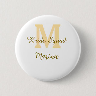 Bride squad monogram golden bridal shower simple  knapp