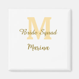 Bride squad monogram golden bridal shower simple  magnet