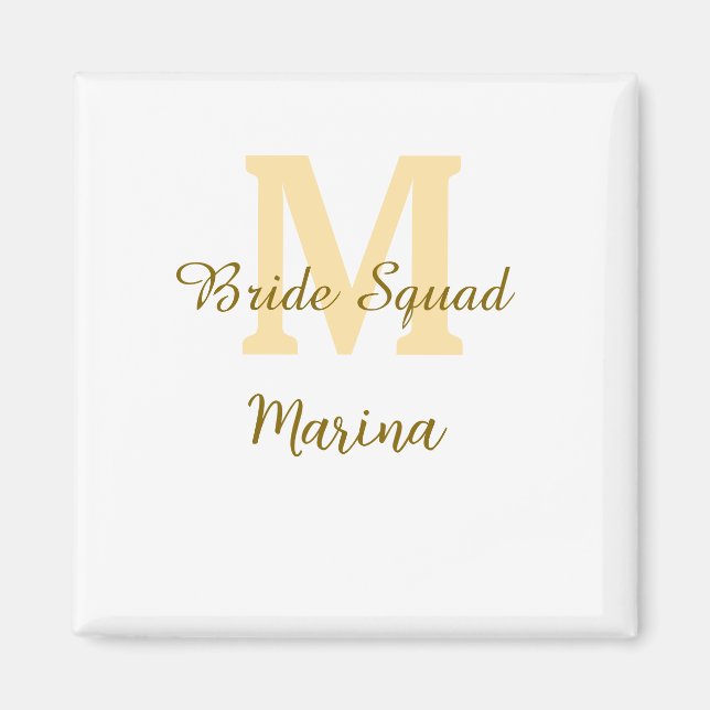 Bride squad monogram golden bridal shower simple  magnet (Framsidan)
