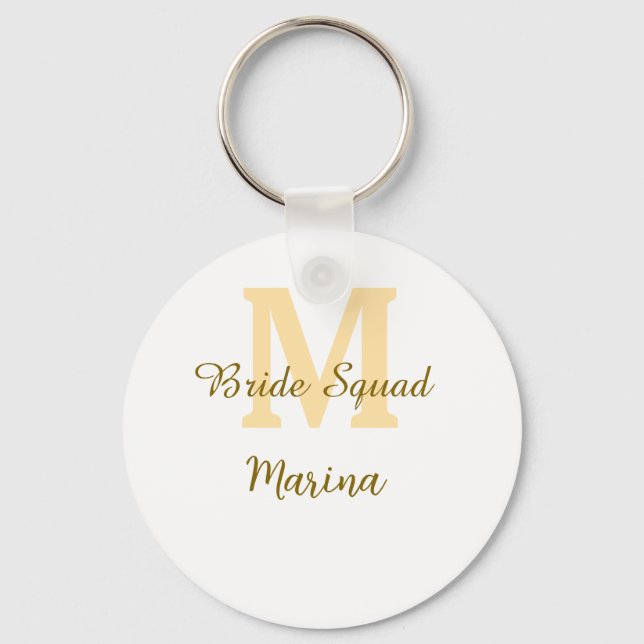Bride squad monogram golden bridal shower simple  nyckelring (Framsida)
