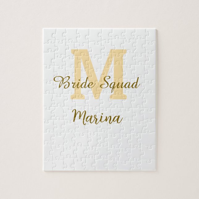 Bride squad monogram golden bridal shower simple  pussel (Vertikal)