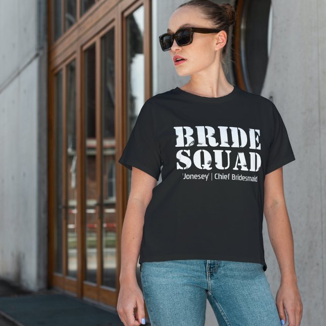 Bride Squad Personlig Bachelorette Party T Shirt (Skapare uppladdad)