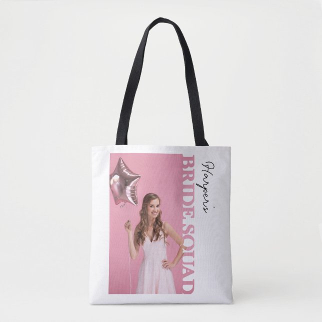 Bride Squad Photo Tote Bag |personalised Hen Party Tygkasse (Framsida)