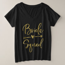 Bride Squad Plus-Storlek VNeck Faux Guld-skriptpil