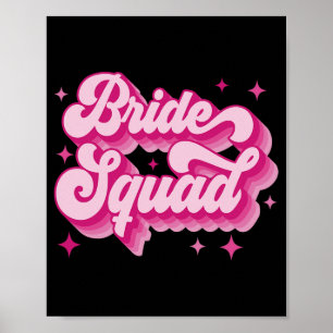 Bride Squad Retro Bröllop Brudens sida Bachelorett Poster