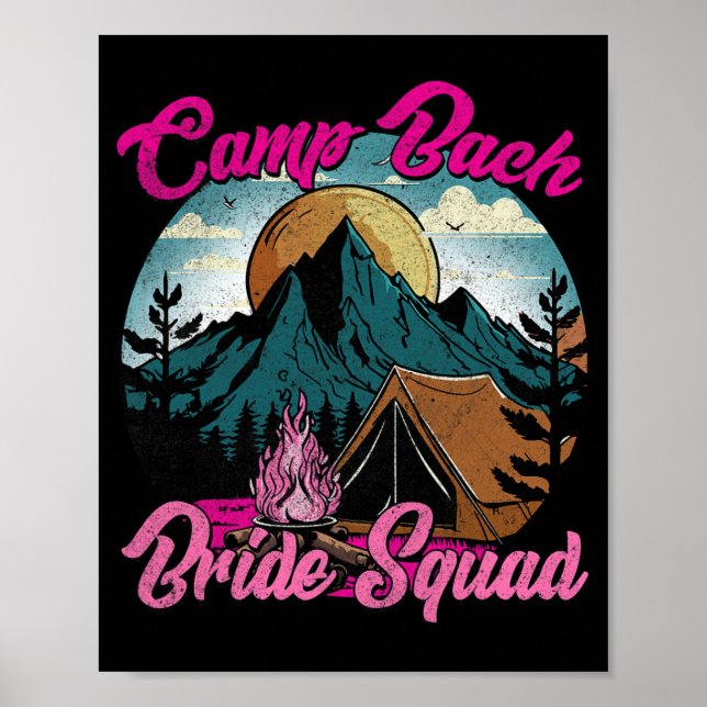 Bride Squad Retro Camping Camp Bachelorette Party Poster (Framsidan)