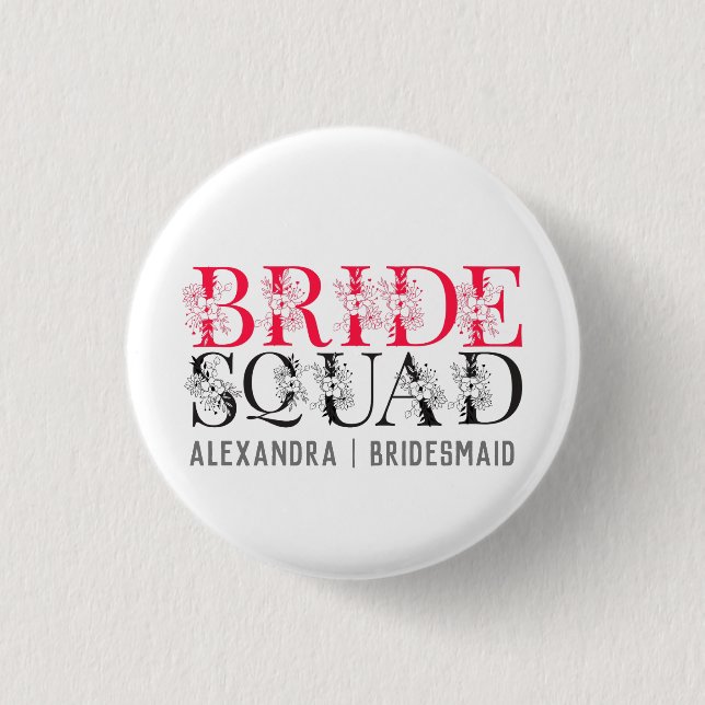 Bride Squad | Rosa Bachelorette Party Bridesmaid Knapp (Framsida)