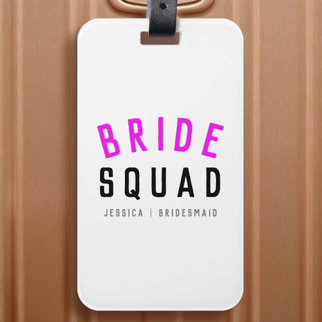 Bride Squad | Shock rosa Bachelorette Bridesmaid Bagagebricka (Skapare uppladdad)