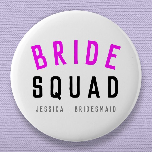Bride Squad | Shock rosa Bachelorette Bridesmaid Knapp (Skapare uppladdad)