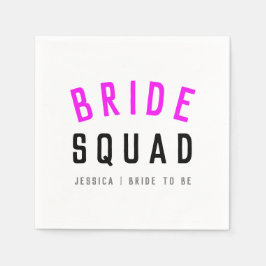 Bride Squad | Shock rosa Bachelorette Bridesmaid Pappersservett