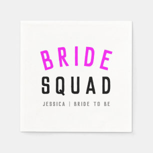 Bride Squad Shock rosa Bachelorette Bridesmaid Pappersservett