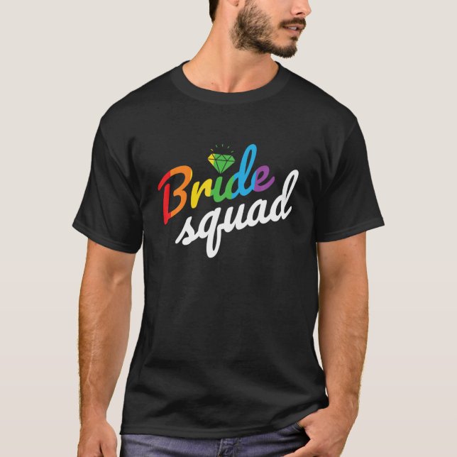 Bride Squad Tee - Lesbian Gay Wedding Diamond Rain (Framsida)