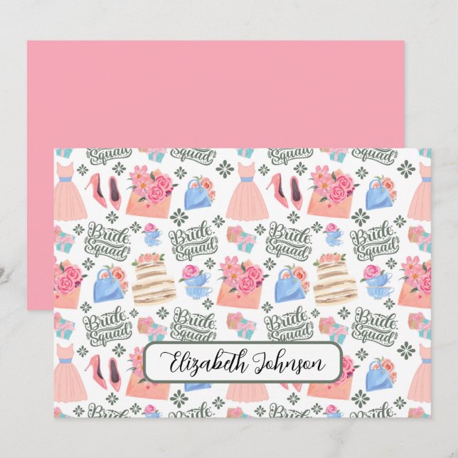 Bride Squad Wedding Note Card Anteckningskort (Fram/baksida)
