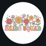 Bride Squad Wildblomma Bröllop Brudens sida Bachel Runt Klistermärke<br><div class="desc">Bride Squad Wildblomma Bröllop Brudens sida Bachelorette</div>