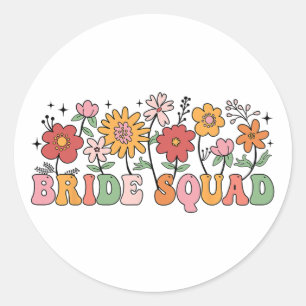 Bride Squad Wildblomma Bröllop Brudens sida Bachel Runt Klistermärke