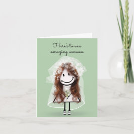 Bride Stick figur Girl med Bouquet Kort