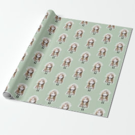 Bride Stick figur med Daisy Bouquet Presentpapper