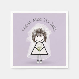 Bride Stick Girl in Sneakers with Daisy Bouquet Pappersservett