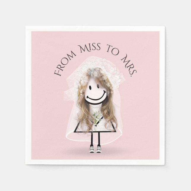 Bride Stick Girl in Sneakers with Daisy Bouquet Pappersservett (Framsidan)