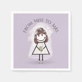 Bride Stick Girl in Sneakers with Daisy Bouquet Pappersservett