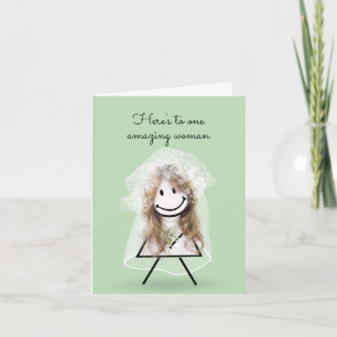 Bride Stick Girl med Möhippa Bouquet Kort