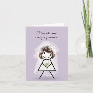 Bride Stick Girl med Möhippa Bouquet Kort