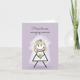Bride Stick Girl med Möhippa Bouquet Kort