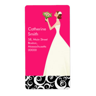 Bride Swirl-Adressetiketter i Shock rosa Fraktsedel