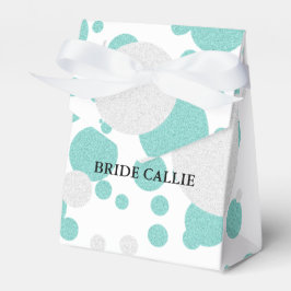 BRIDE Teal Blue Shimmer Polka Dot Bröllopsfest Presentaskar