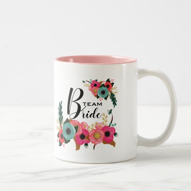 Bride Team. Anpassningsbarna Modern Blommigt i Bri Två-Tonad Mugg (Höger)