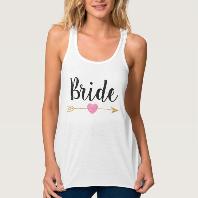 Bride | Team Bride Glitter-Print Black Linne Med Racerback (Framsida)