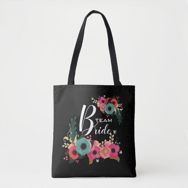 Bride Team. Bridesmaid Bröllop Gift Tygkasse (Framsida)