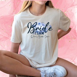 Bride Team-Rustic Dusty Blue Ro Watercolor-Boho T Shirt
