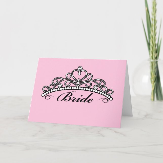 Bride Tiara Greeting Card (rosans bakgrund) Kort (Framsida)