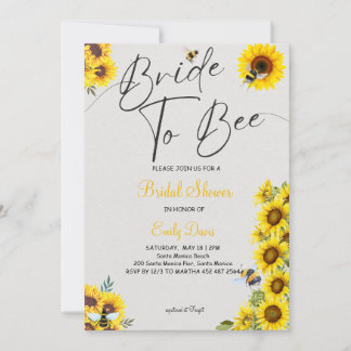 Bride till Bee med solblommor och honung Inbjudningar