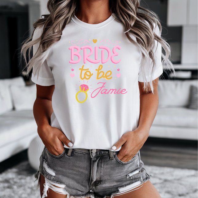 Bride to be Anpassningsbar T-Shirt (Cool bride to be graphic tee you can customize for the name of the bride. Promote the wedding today.)