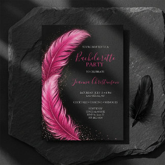 Bride-to-Be Pink Feather Glam Bachelorette Party Inbjudningar