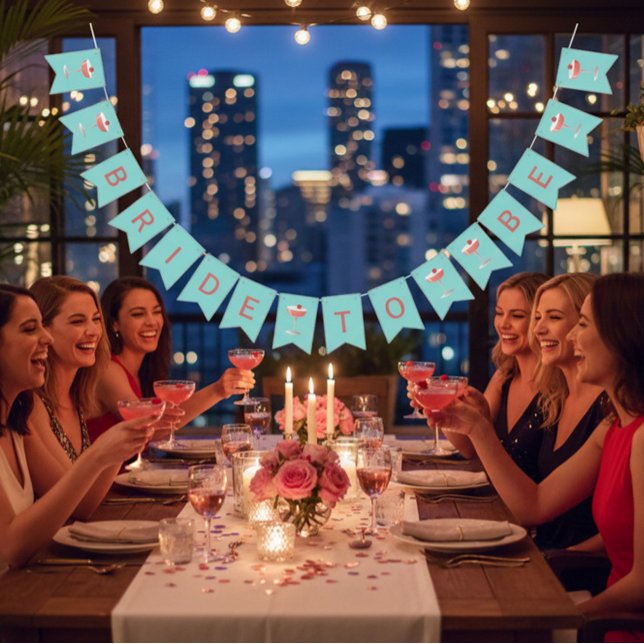 Bride to Be Raspberry Cocktail Bunting Banner Vimplar (Skapare uppladdad)