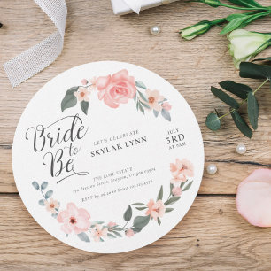 Bride to be Watercolor Blommigt Ro & Sage Greenery Inbjudningar