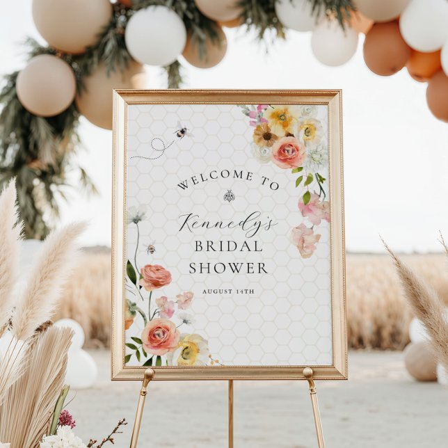 Bride to Bee Floral Baby Shower Welcome Poster (Skapare uppladdad)