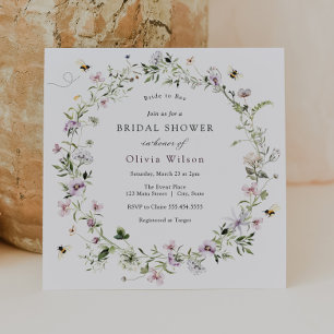 Bride to Bee Lavender Wildblomma Möhippa Inv Inbjudningar