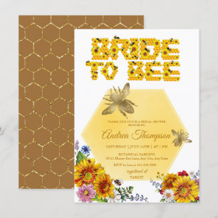 Bride to Bee Möhippa för Blommigt av vattenfärg Inbjudningar