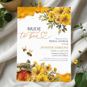 Bride to Bee   Möhippa för vattenfärgsBlommigt Inbjudningar