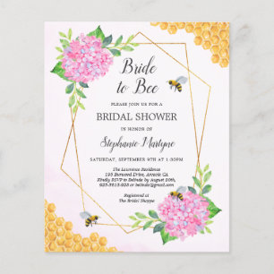 Bride to Bee Rosa Hydrangea Möhippa Inbjudan