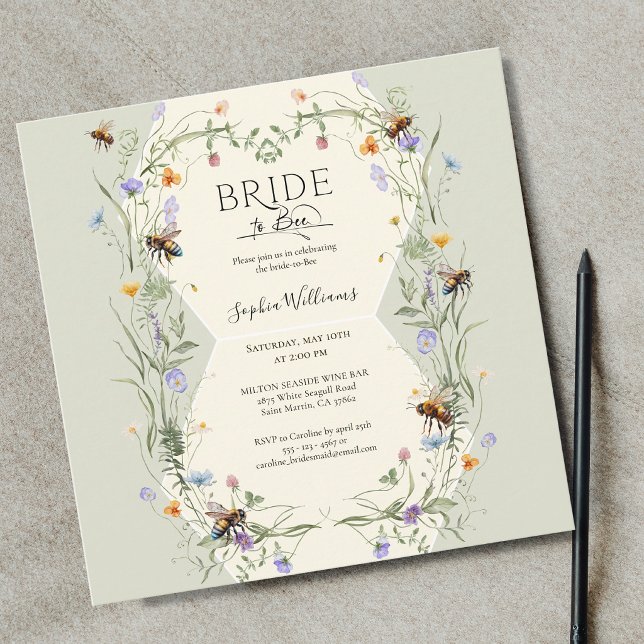 Bride to Bee Wildflower Bees Bröllopsdusch Inbjudningar (Skapare uppladdad)