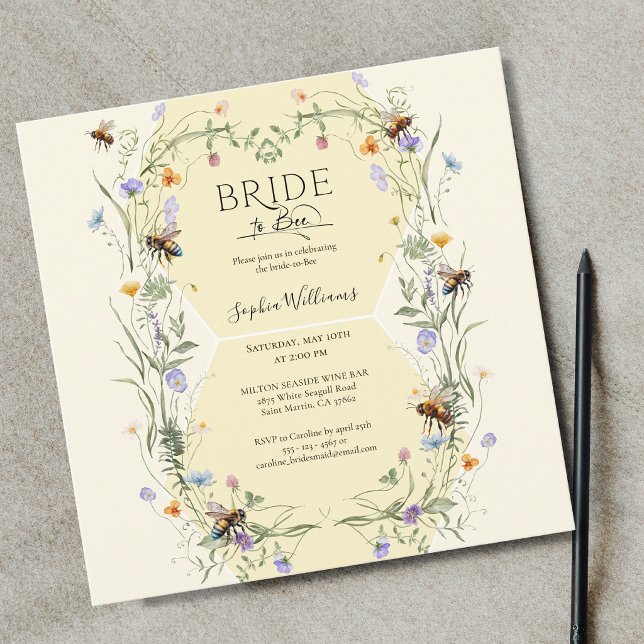 Bride to Bee Wildflower Bees Bröllopsdusch Inbjudningar (Skapare uppladdad)