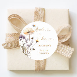 Bride to bee wildflower ivory bridal shower runt klistermärke