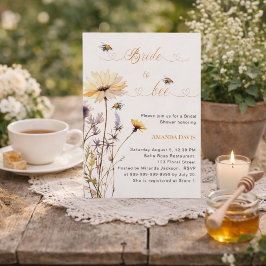 Bride to bee wildflower ivory garden bridal shower inbjudningar